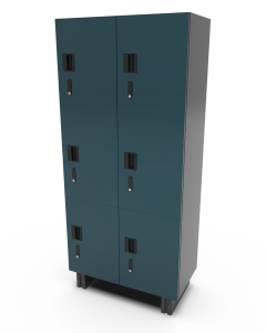 Industrial steel locker with multiple compartments for secure office storage