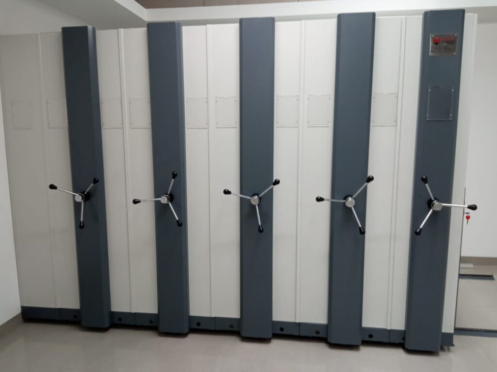 compactor storage system used in record rooms and industrial warehouses