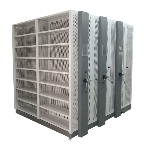 perforated mobile compactor storage system with ventilation for industrial warehouses
