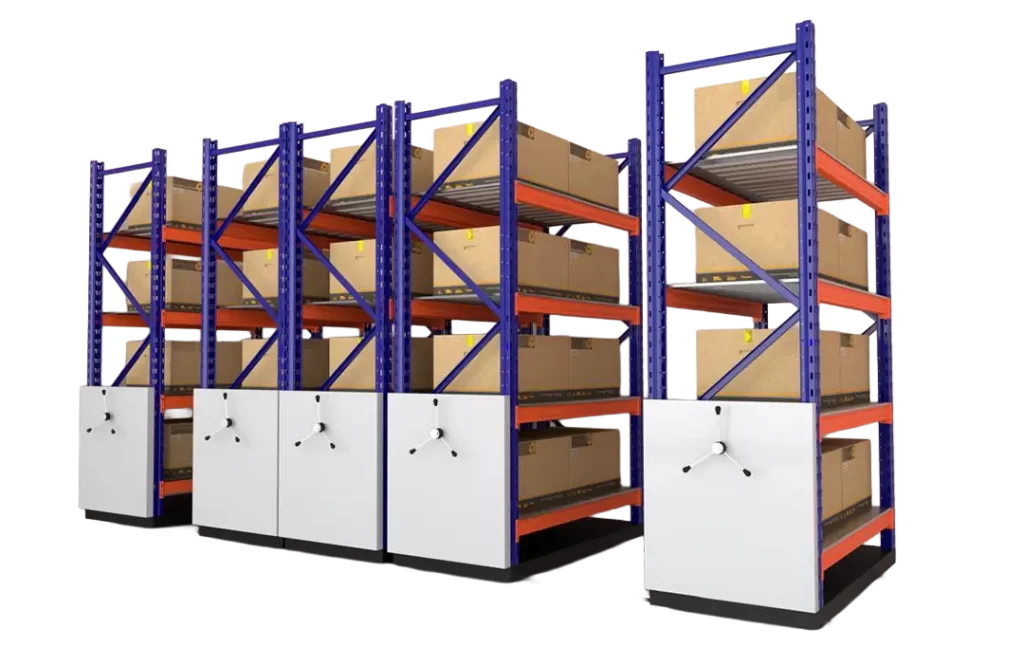 heavy duty mobile compactor storage system for warehouses and industrial applications