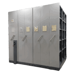 perforated mobile compactor storage system with ventilation for industrial warehouses