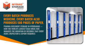 Pharma document storage Hyderabad — batch manufacturing records, GMP documentation, and CDSCO compliance record storage for pharmaceutical companies in Genome Valley and Jeedimetla